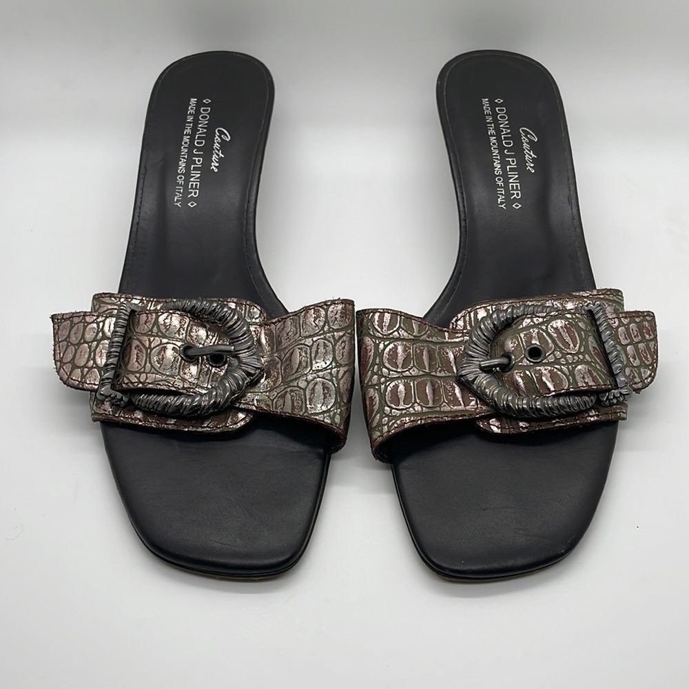 Donald J. Pliner Metallic Croc Heels